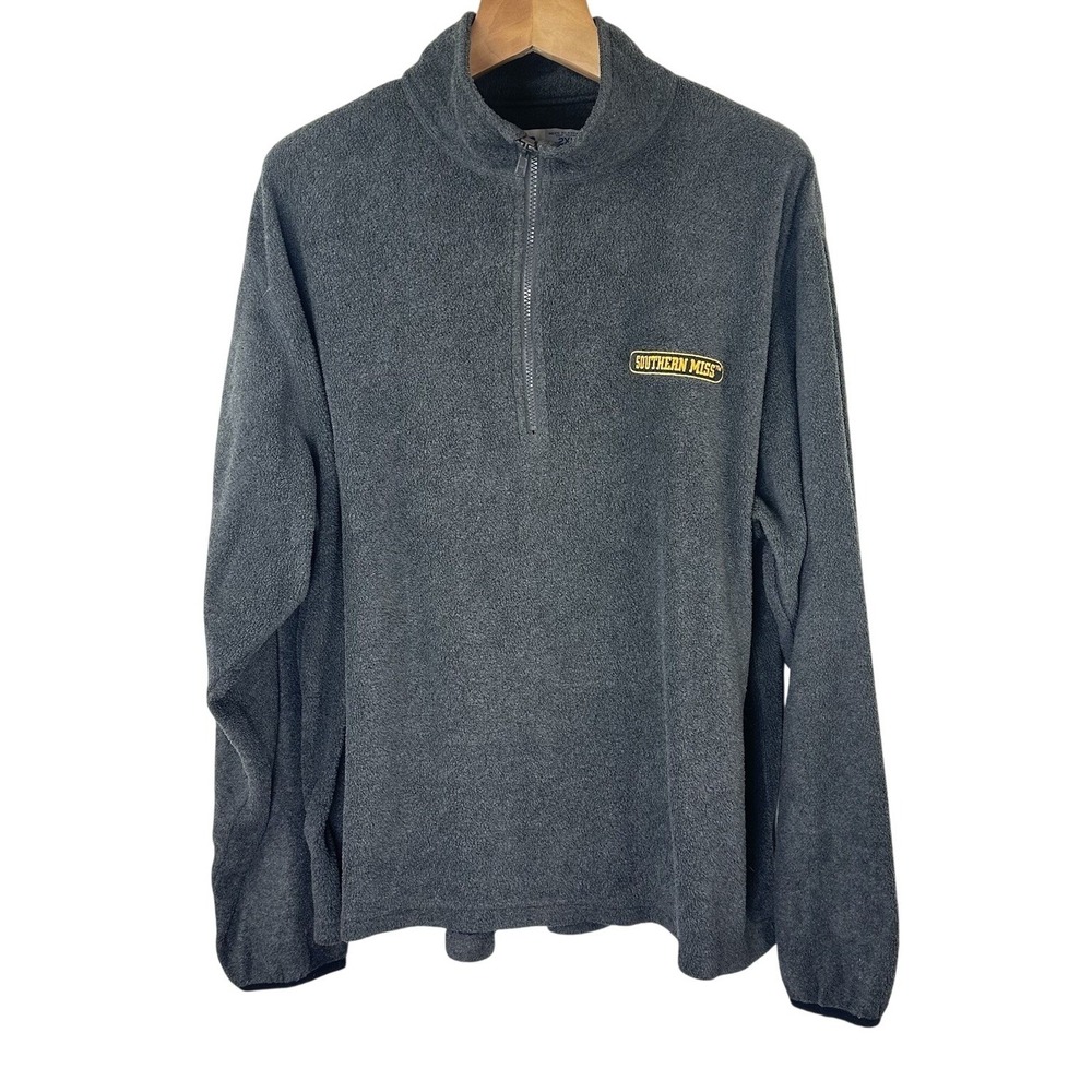 Vintage‎ Russell Athletic Fleece 1/4 Zip Sweater Southern Miss Gray Men's 2XL